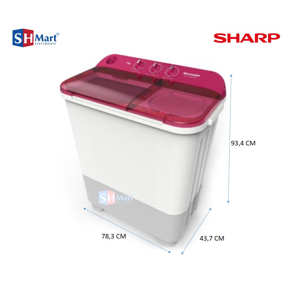 MESIN CUCI SHARP 2 TABUNG 7 KG - 7,5 KG ES-T75NT / EST75NT GARANSI RESMI