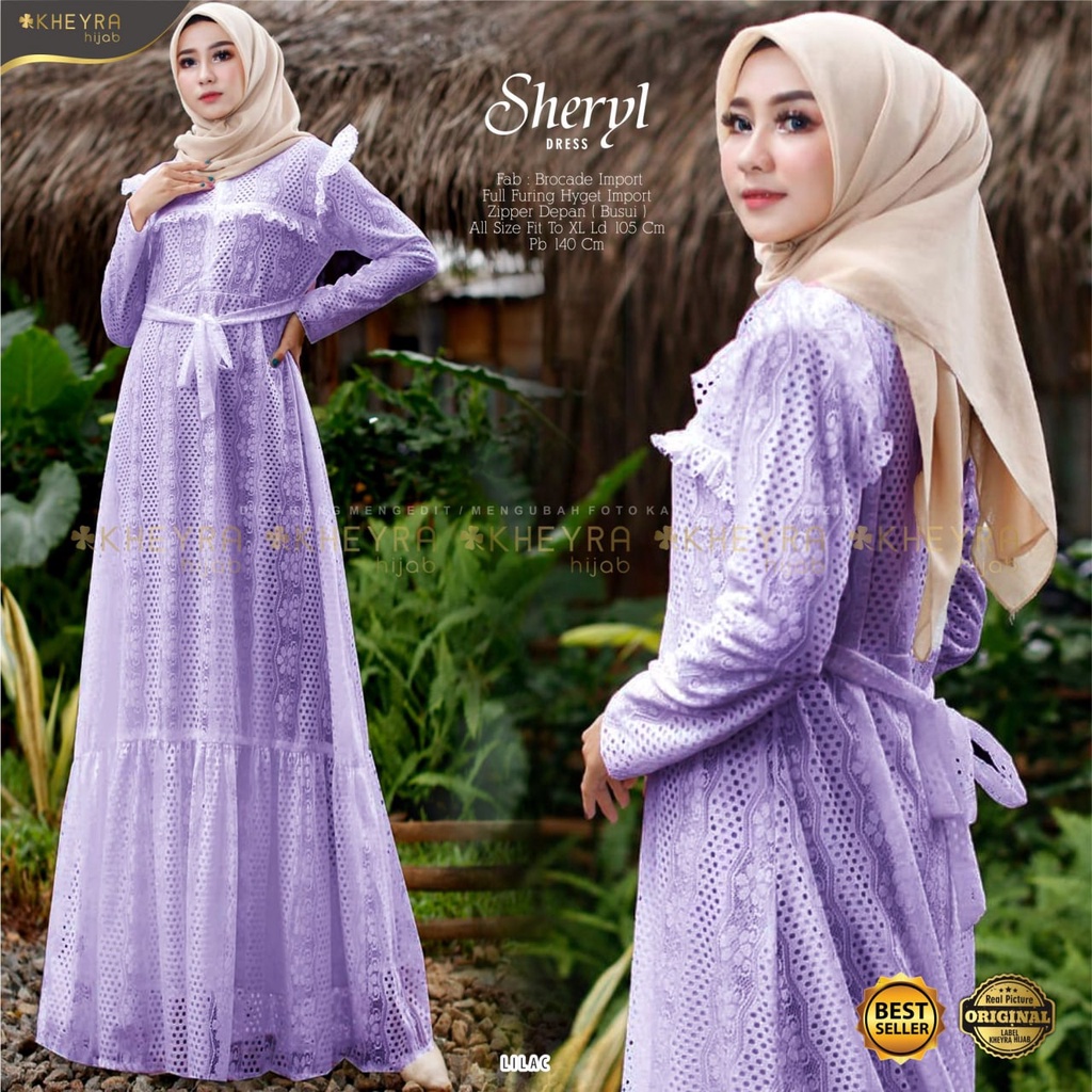 [RESTOK] SHERYL DRESS GAMIS BROKAT POLOS HALUS ORI KHEYRA
