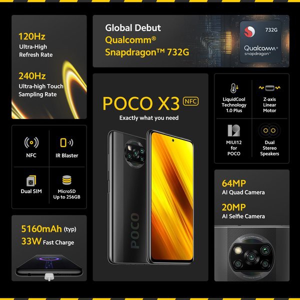 XIAOMI POCO X3 NFC 8/128 GREY GRAY ABU-ABU TERMURAH