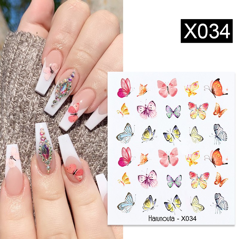 Harunouta Stiker Decal Transfer Air Motif Buah / Bunga / Daun Untuk Dekorasi Nail Art / Kutek Gel UV