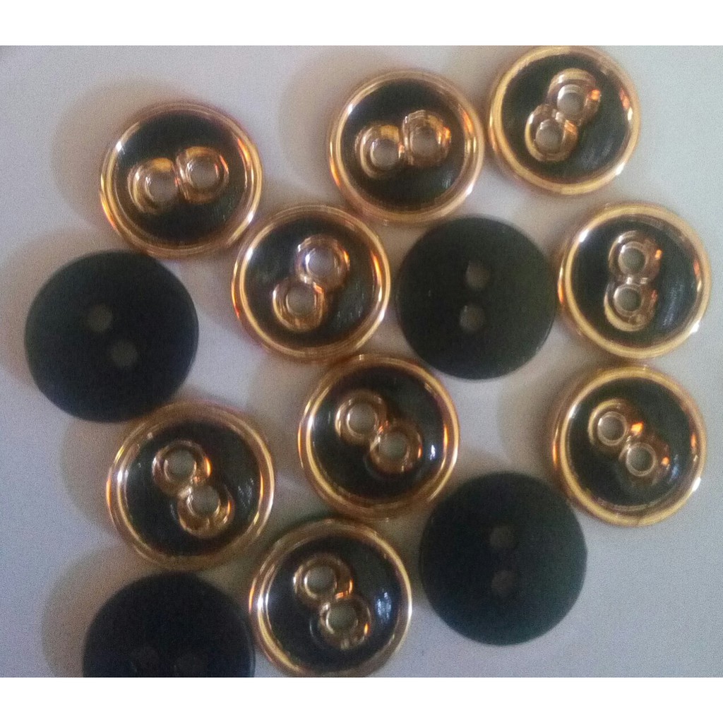Kancing Baju Fashion Hitam mata emas uk 13mm isi 100 pcs