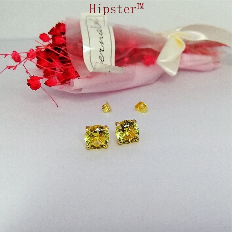 New Retro Simple, Temperamental and Personalized Natural Citrine Stud Earrings
