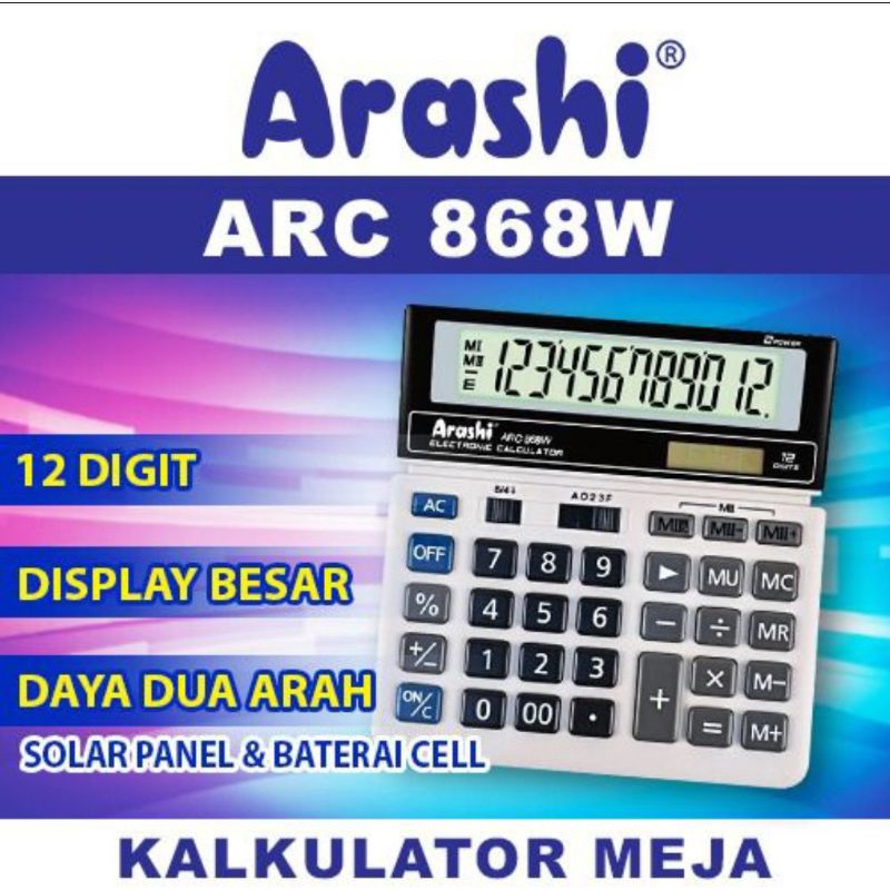 

Kalkulator 12 Digit ARASHI ARC 868W