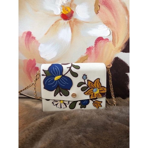 TB ROBINSON FLORAL APPLIQUE CONVERTIBLE SHOULDER BAG