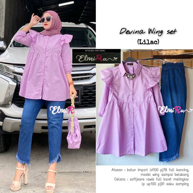 One Set Setelan Wanita Kerja Devina Wing Set Ori By Elmira Fashion Pakaian Muslim Wanita Setelan Ata