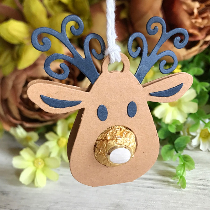 Cetakan Stensil Cutting Dies Motif Rusa Natal Bahan Metal Untuk Scrapbook / Craft DIY