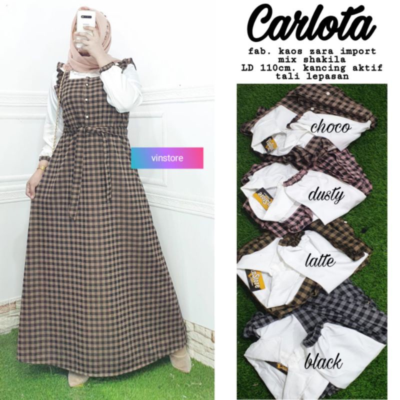 Setelan Baju Gamis Mewah Dress Carlota Import Big Size Muslim Wanita Harian Kekinian Terbaru 2022 Me
