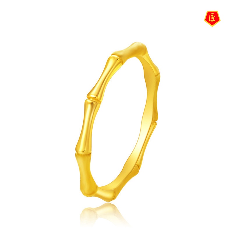 [Ready Stock]Elegant Personality Bamboo Ring 18K Gold