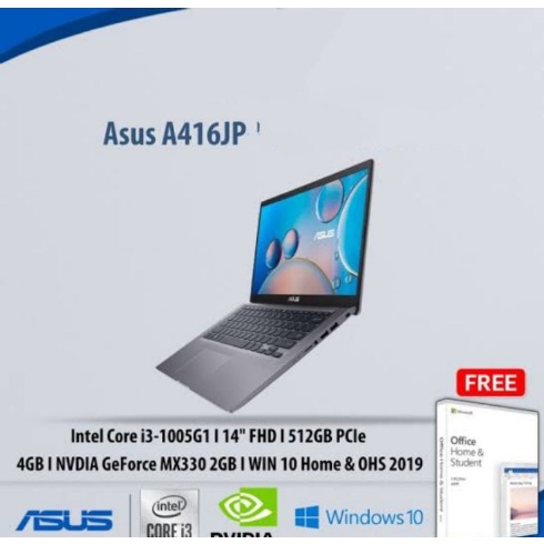 GARANSI RESMI BARU Laptop Asus A416JP ( Core i3 1005G1 / NVIDIA/ SSD 512 GB / WIN 10 + GRATIS OFFICE