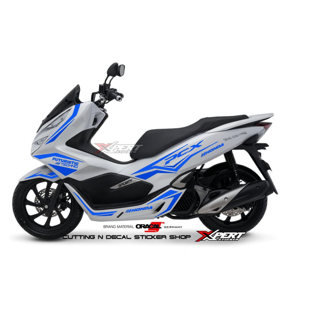 Cutting Sticker Pcx K34b Biru Motor Putih Shopee Indonesia