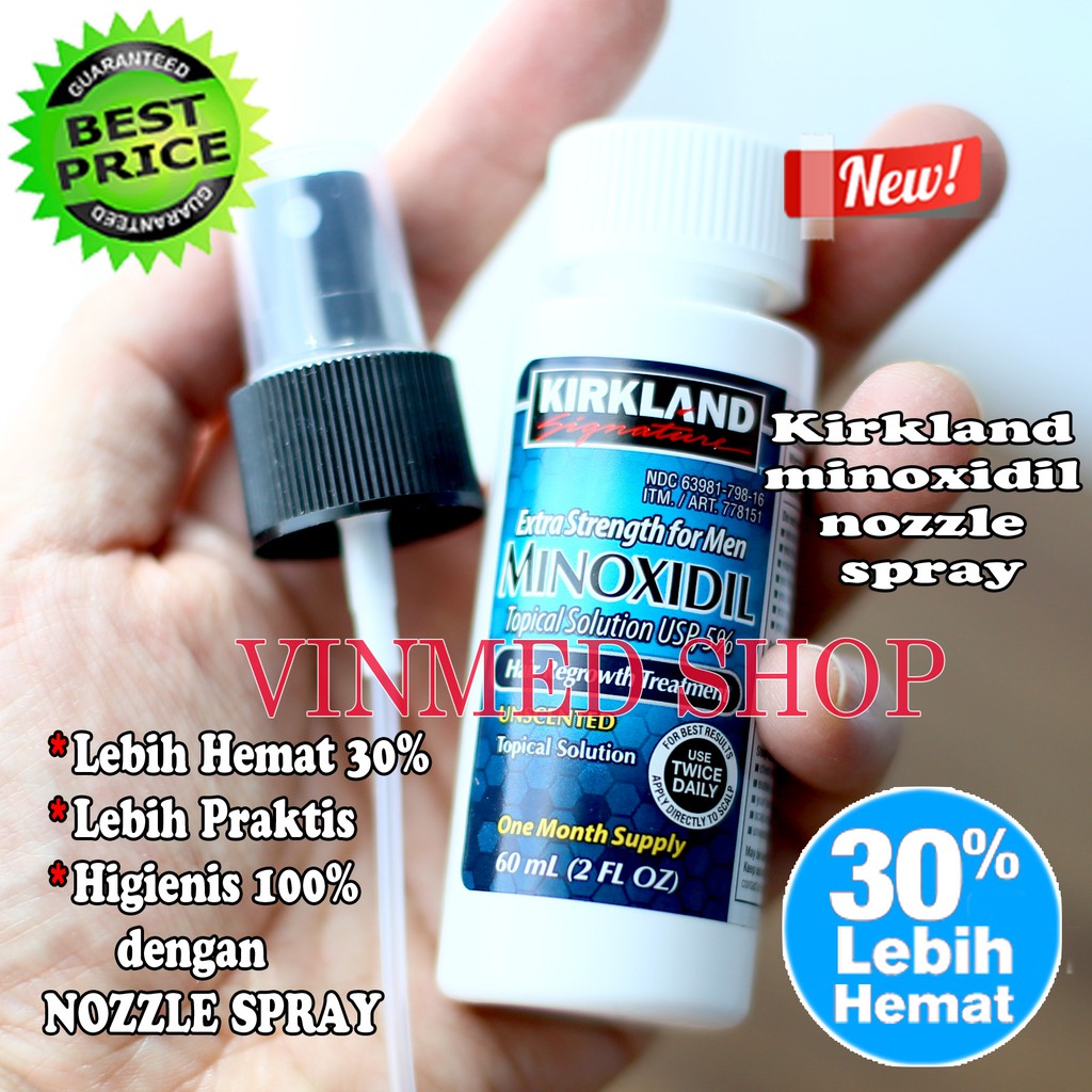 PAKET HEMAT KIRKLAND MINOXIDIL Nozzle Spray Original+BIOTIN 10.000mcg