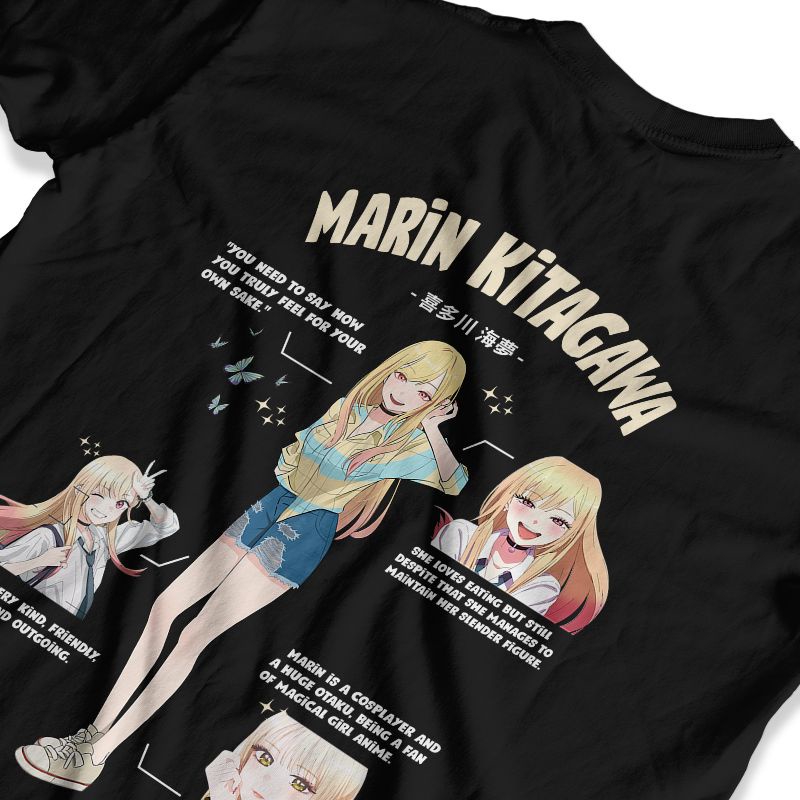 Heavyweight Kaos Marin Kitagawa Black and White 230 GSM Cotton 20s