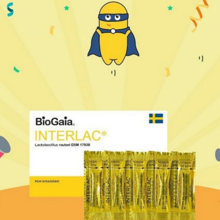 INTERLAC BioGaia Probiotic Serbuk Probiotik 1 Strip isi 5 stick BioGaia Interlact Pro Biotik