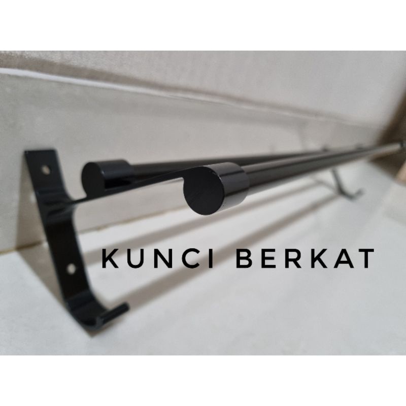 Gantungan handuk hitam/Hanger Black/2 baris/2 bar