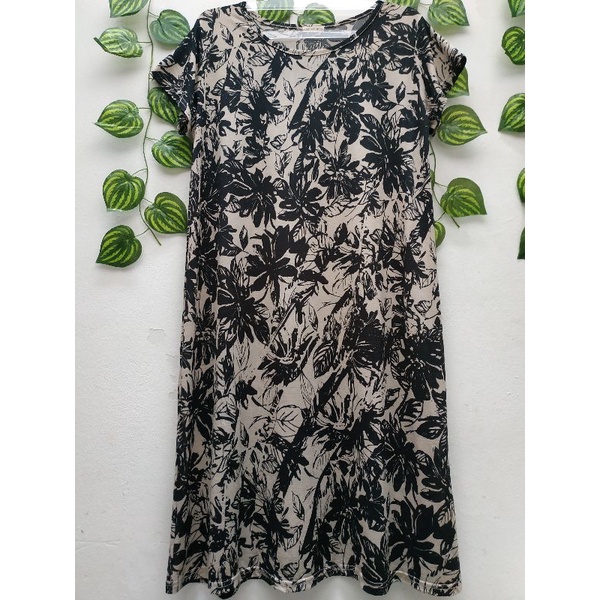 Daster cream bunga hitam