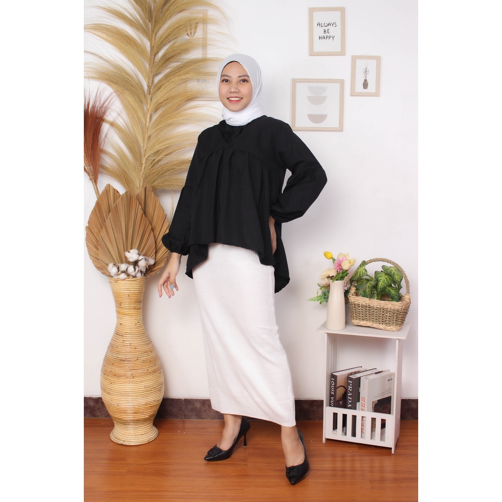 BEFAST - ZRX OOTD Wanita Blouse SAMMIE / Dealova Blouse / Blouse Wanita Hijab / Fashion Wanita Remaja Casual / Blouse Polos Banyak Warna / Atasan lengan Panjang / Blouse Keluaran Terbaru 2022