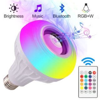 Bohlam Lampu Speaker Musik Bluetooth Wireless Remote Adaptor Warna Warni hias LED RGB 2 in 1
