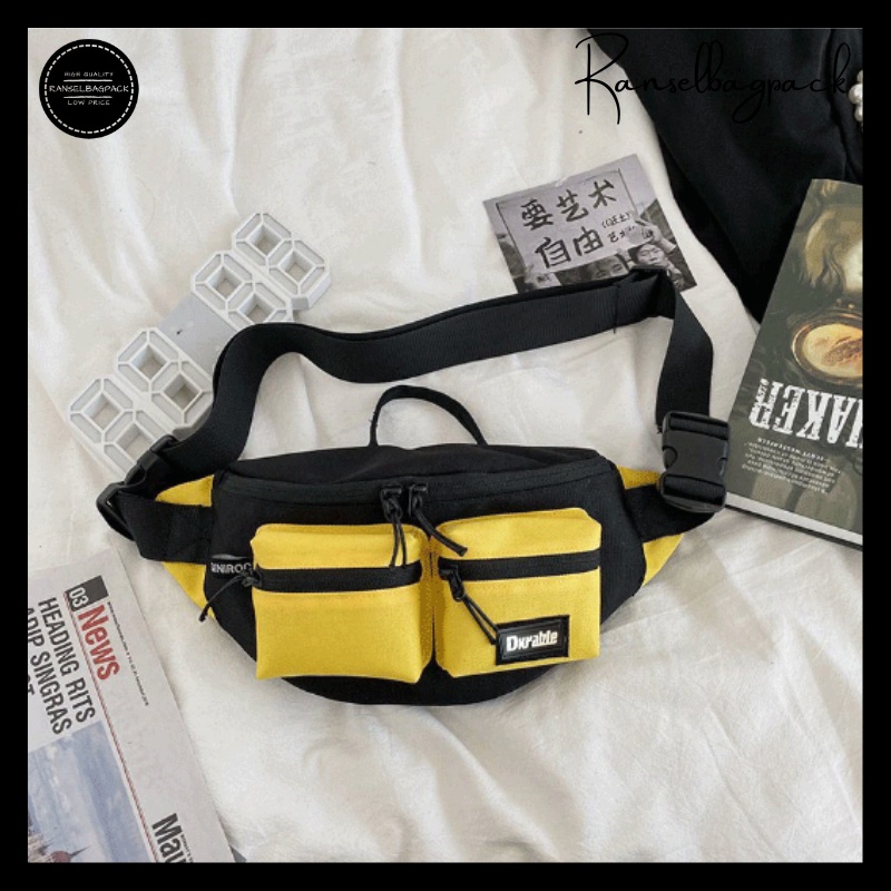 Tas Waistbag Pria - Selempang Bahu Gaya Model Kekinian Fashion Korea Terbaru Stylish Termurah Bagus Terbaru Kualitas Import Lokal Original Simple Casual Premium Classic Mini Traveling  Elegan  Unisex Laki-laki Cowok