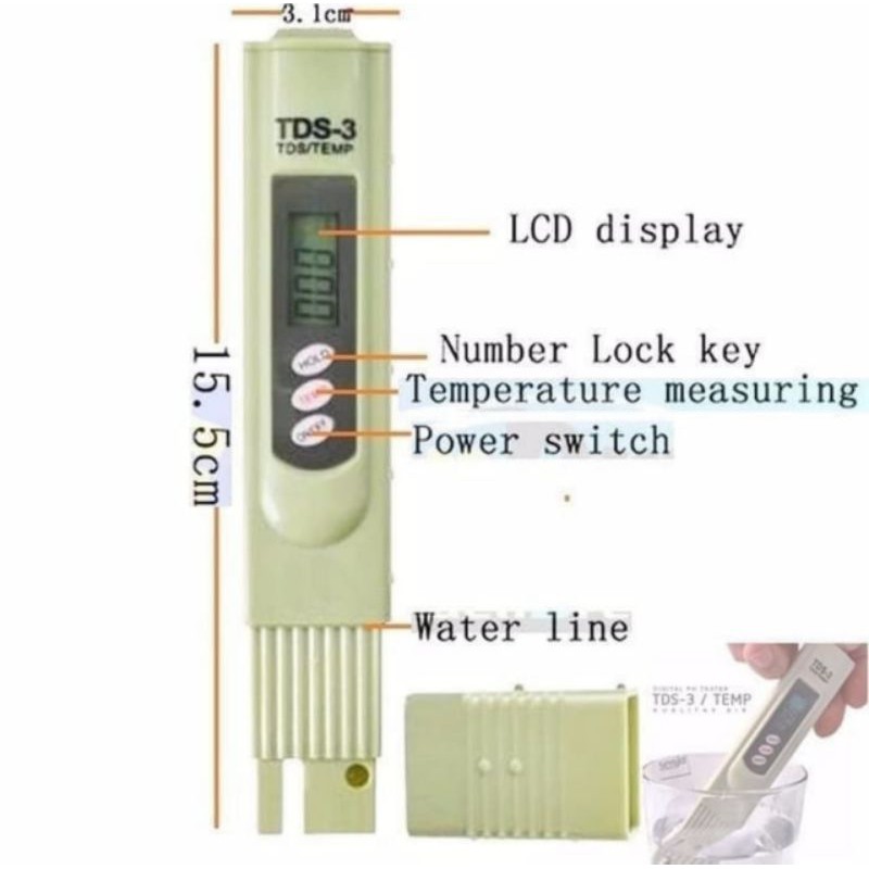 TDS Meter TDS-3 PPM Meter Alat Pengukur PPM Nutrisi Hidroponik dan PH Air