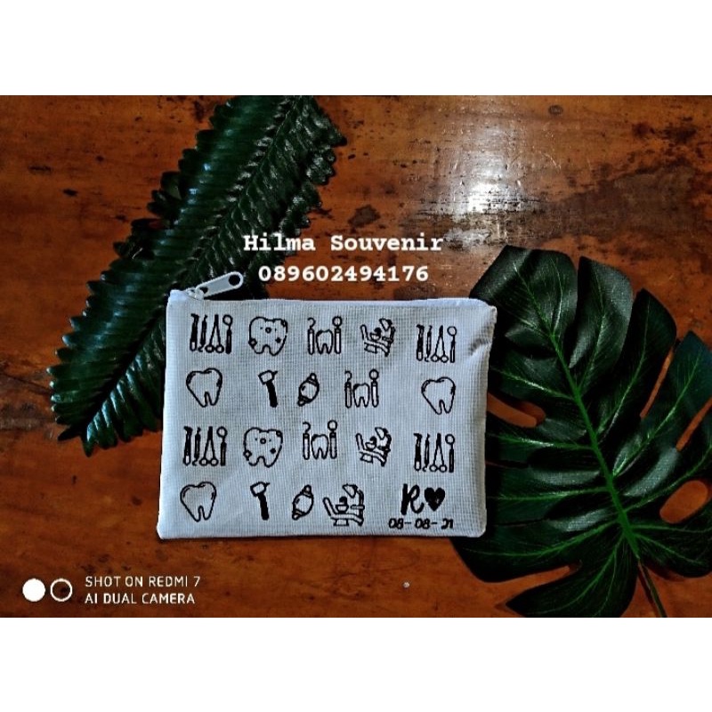 Pouch canvas custom 18*15/souvenir pouch custom/souvenir serbaguna