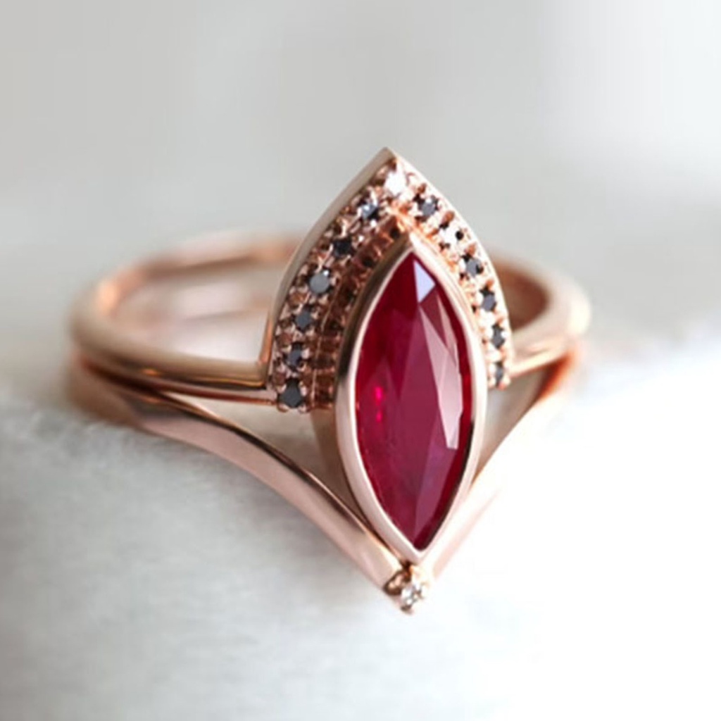Hu Hu Hu Hu Hu Alat Bantu Pasang Kacamata♡ Cincin Knuckle Berlian Imitasi Warna Merah Gaya Vintage Klasik Untuk Wanita