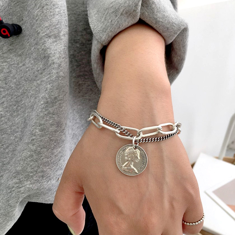 Coin Pendant Couple Bracelet Double Chain Bracelets for Women Girl Summer Party Jewelry Gift