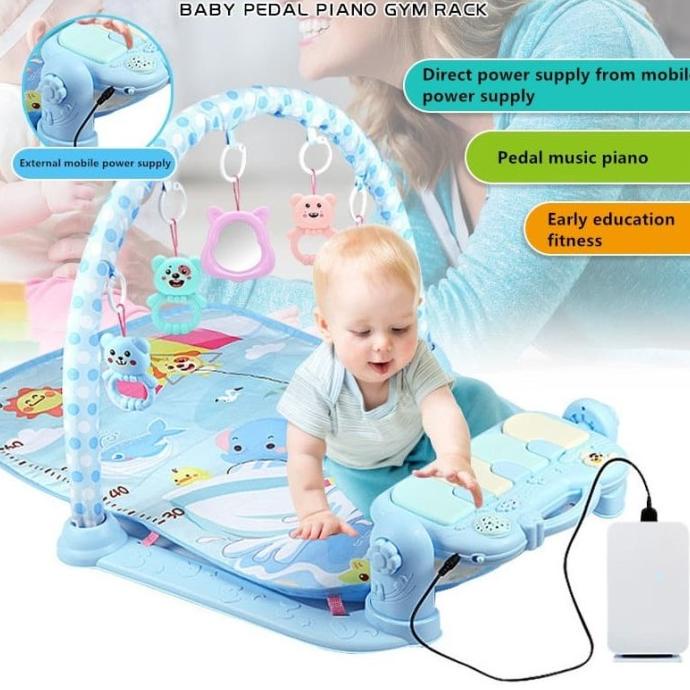 Tseloop-M15-16 Baby Play Gym Mainan Anak Bayi Rattle & Piano Playmat