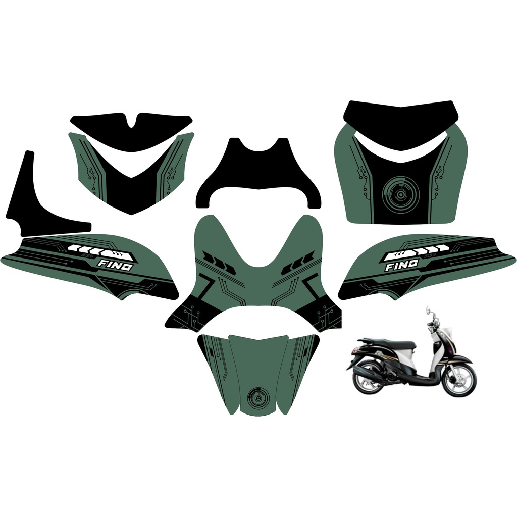 DECAL FINO KARBU LAMA 115 OLD TECHNO GRAPHIC RETRO GREEN STICKER FINO LAMA FULLBODY