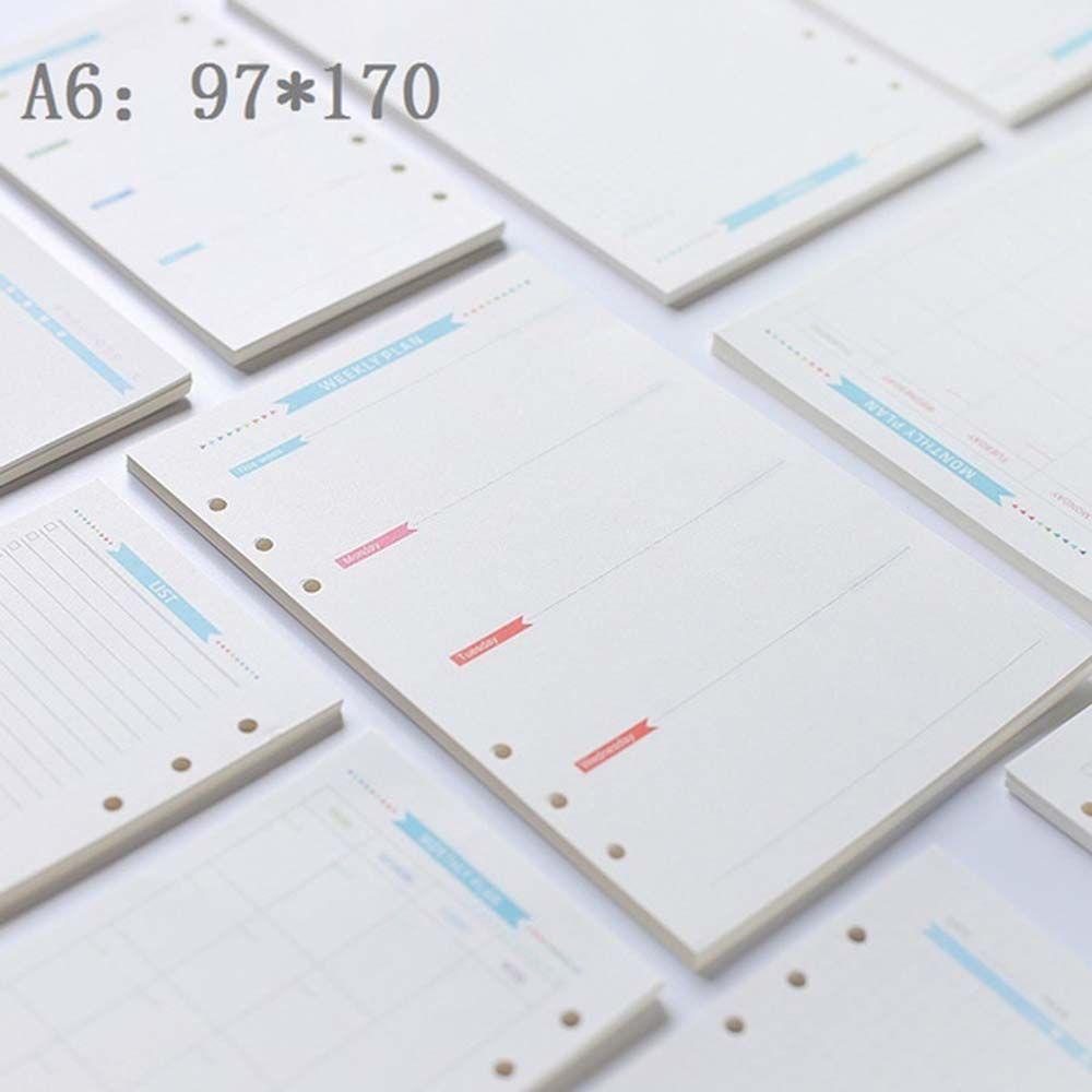 [Elegan] Daun Longgar Notebook Grid 6lubang Kantor Sekolah Perlengkapan Mingguan Spiral To Do List Diary Notepad