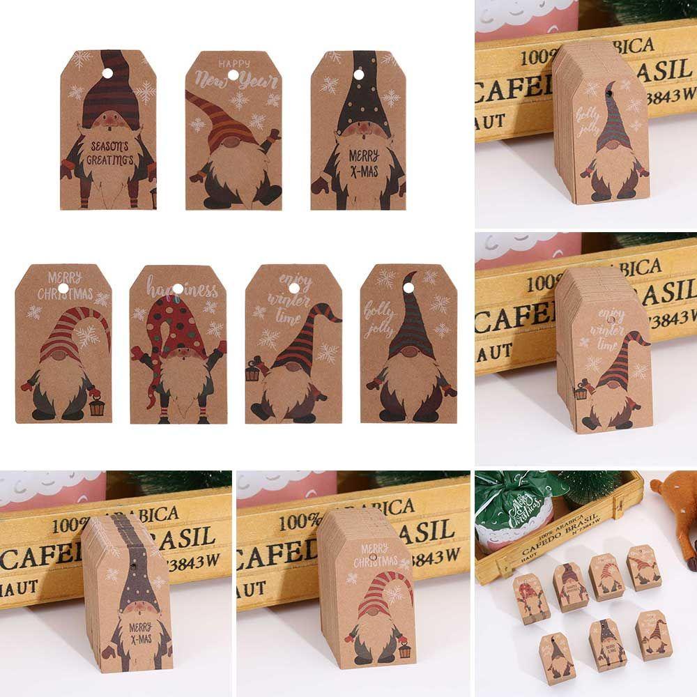 Top 100PCS Kraft Tag Santa Claus Kraft Paper Xmas Dekorasi Label Natal