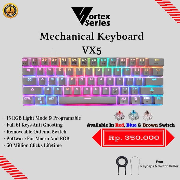 Keyboard Vortex VX5 Black case, Brown switch