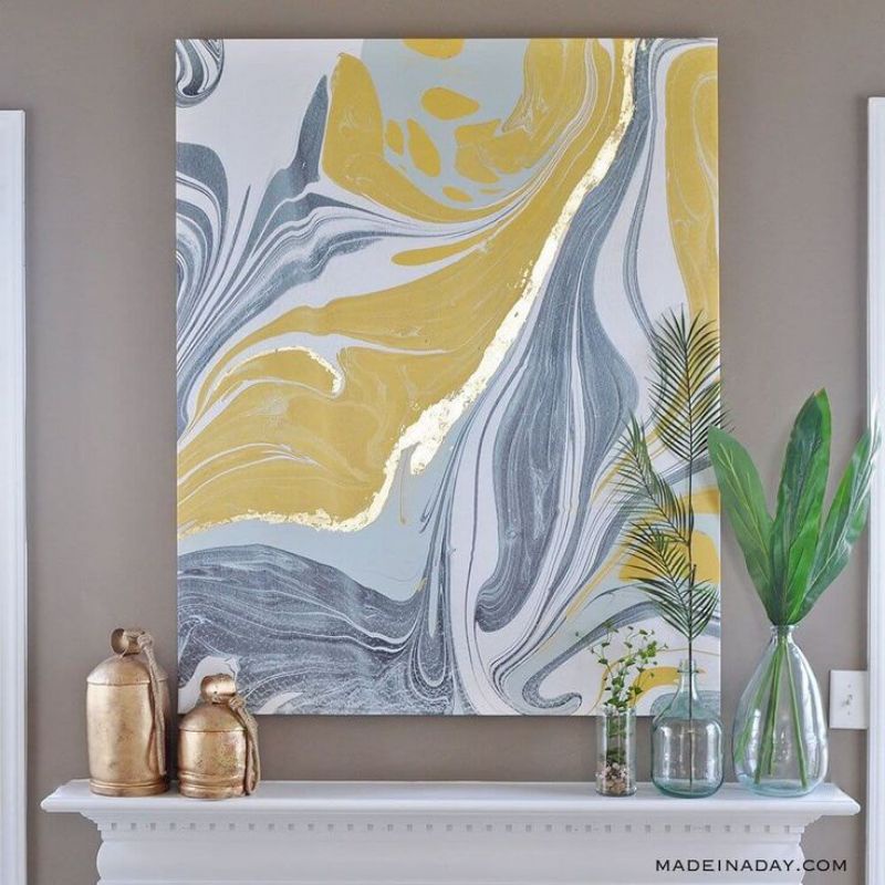 lukisan abstrak modern,lukisan gold abstrak timbul