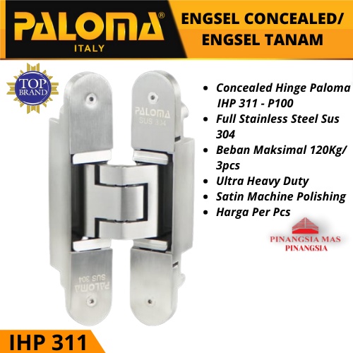Engsel Pintu Paloma Concealed P100 Sus 304 #Engsel Tanam Pintu / IHP 311
