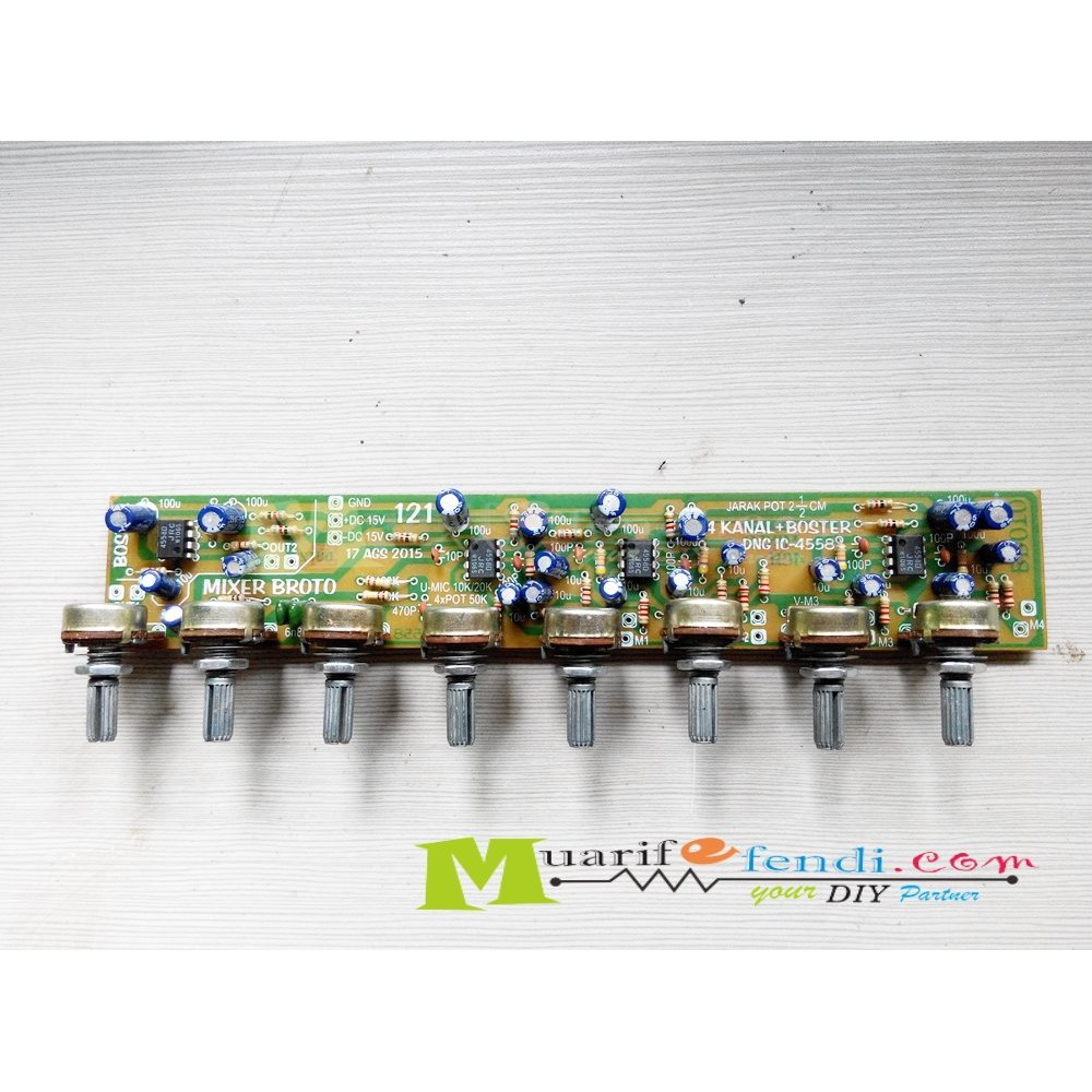 KIT mixer Broto penguat mic 4 potensio kanal plus booster 121