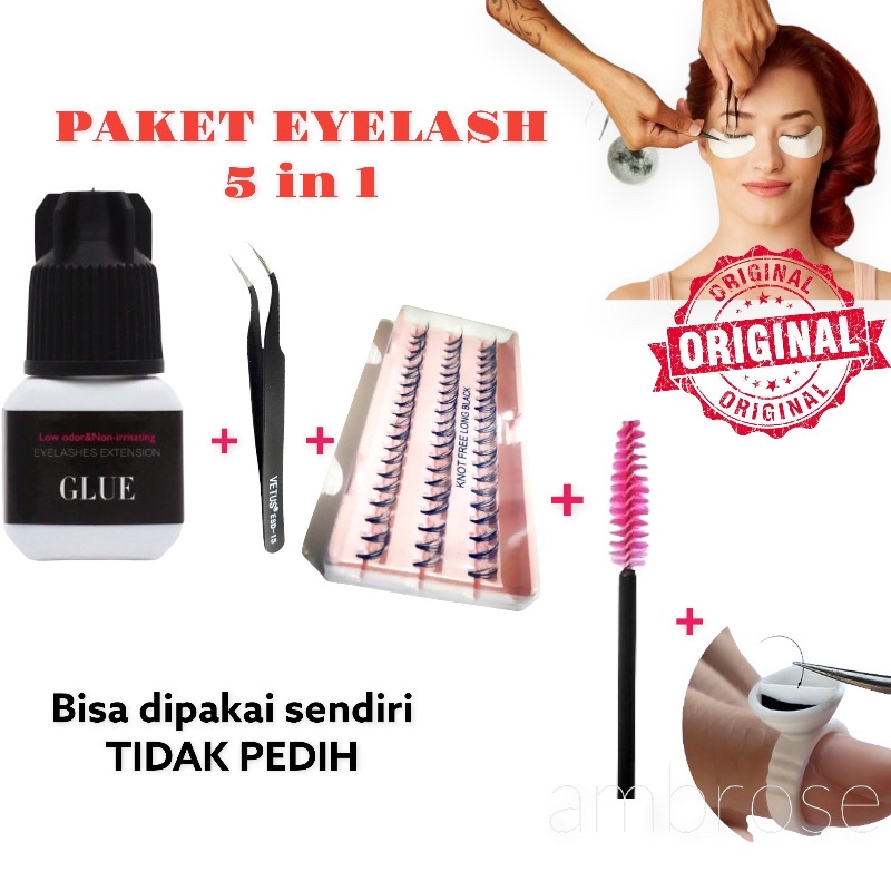 Paket Flare eyelash extention 5in1 - lem lebih kuat bulu mata sambung kit eyelash