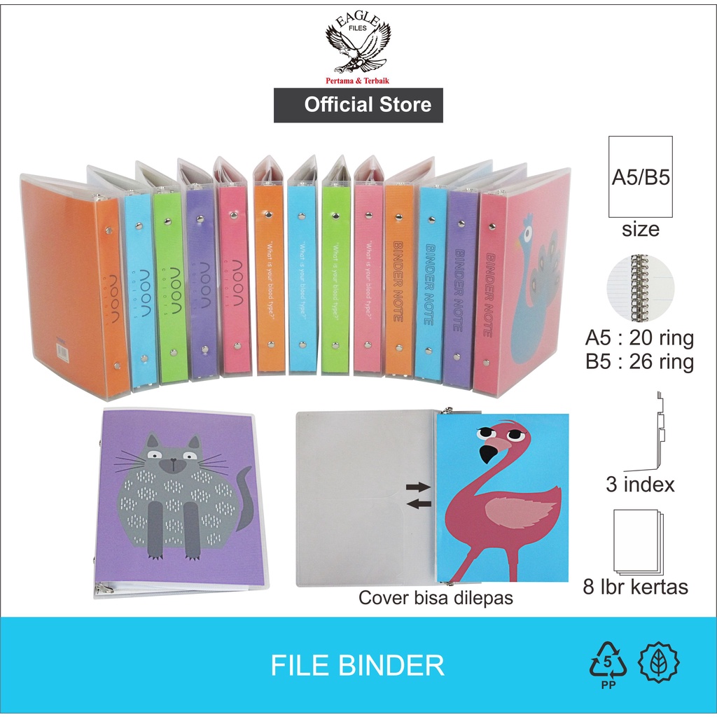 Jual EAGLE Binder Note Aneka Motif Dan Warna Ukuran A5 / B5 | Shopee ...