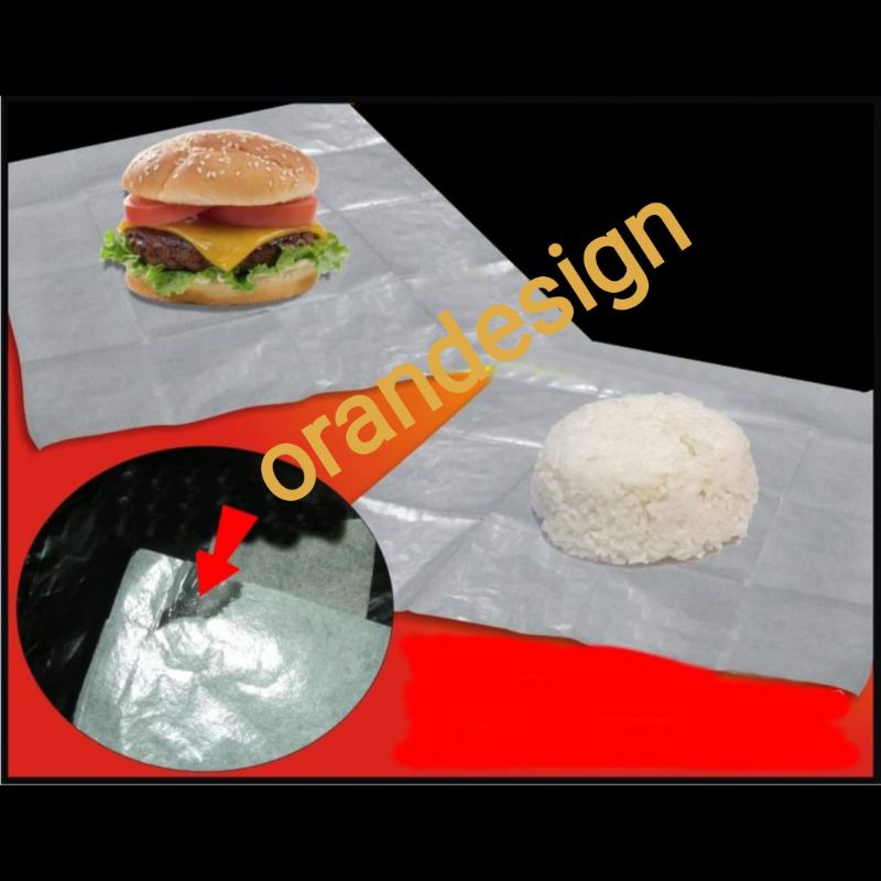 

Terlaris kertas wrap laminasi bungkus nasi burger pizza 20cm x 20cm