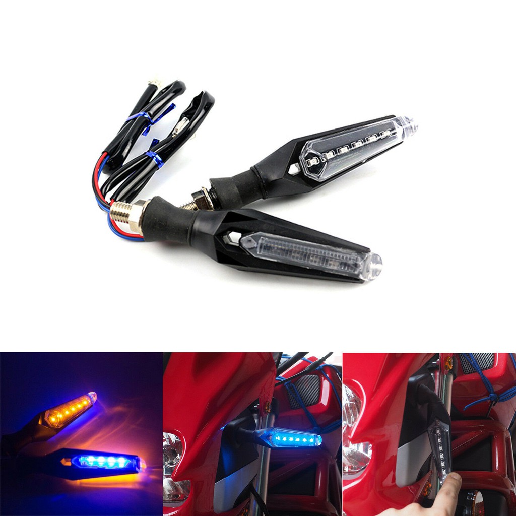 Lampu DRL 6 LED Utama Senja Sein Sen 2 Arah Motor Universal Waterproof Side Blinker Indicator 12V