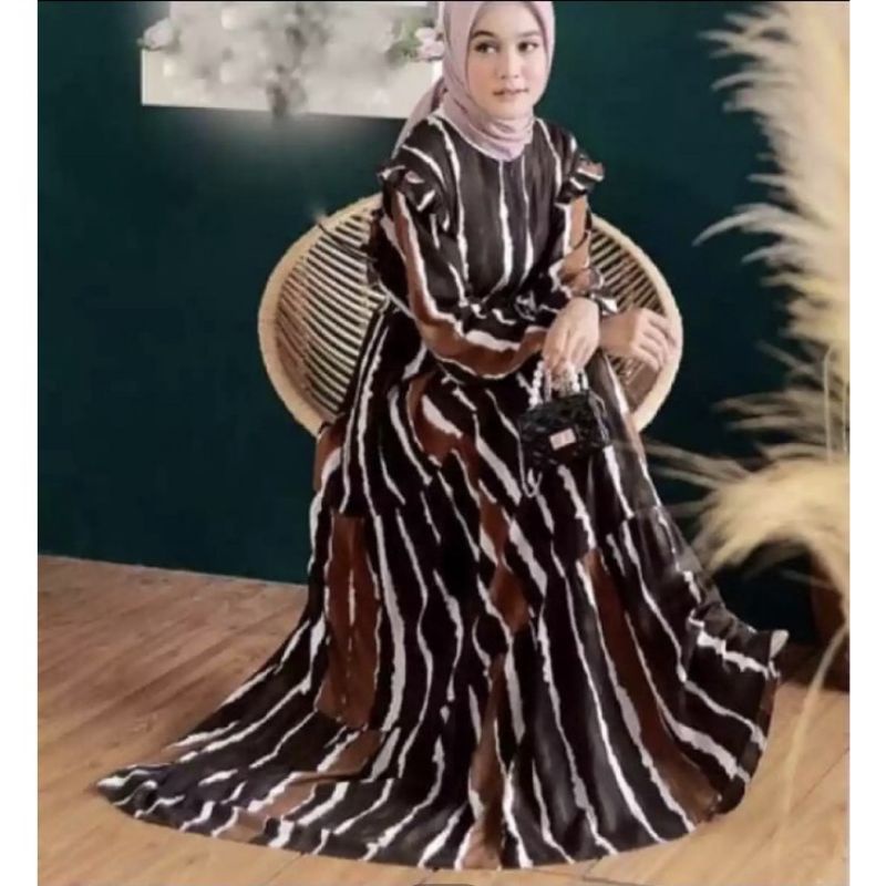 Gamis sovia dress // semongko maxi dress salur // gamis RAYON viscose terbaru motif salur semongko