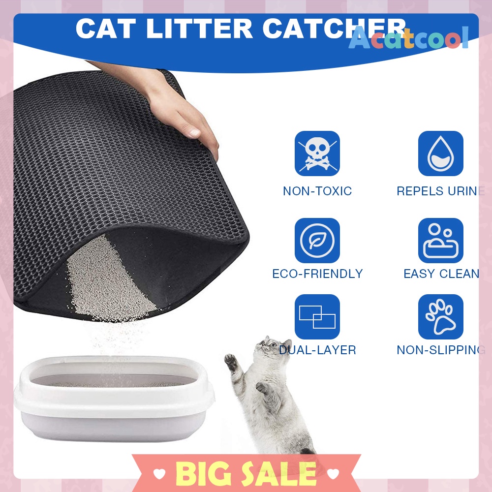 Cat Litter Mat Honeycomb Double Layer Pad No Phthalate Waterproof Black