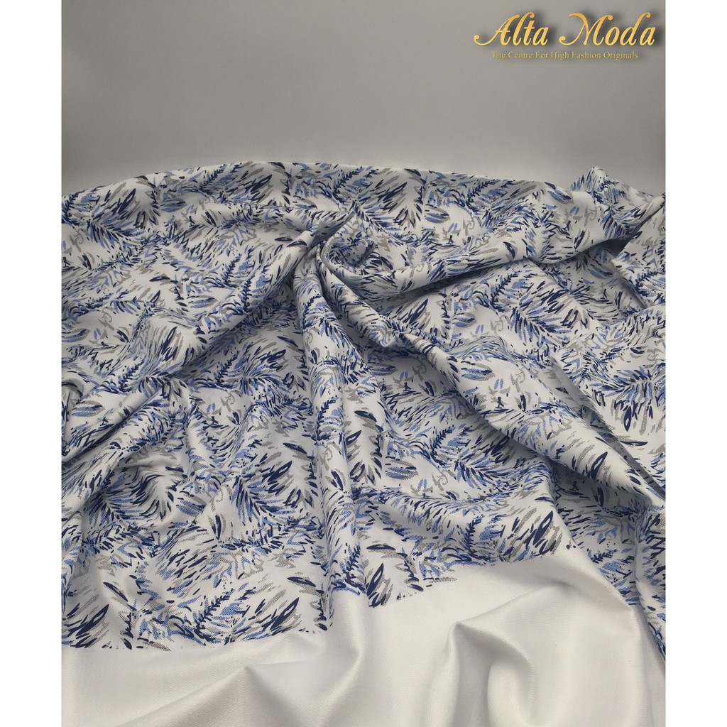 

Alta Moda Katun Motif Fancy Shirting Daun Abstrak Navy Grey Kain Premium (1M)