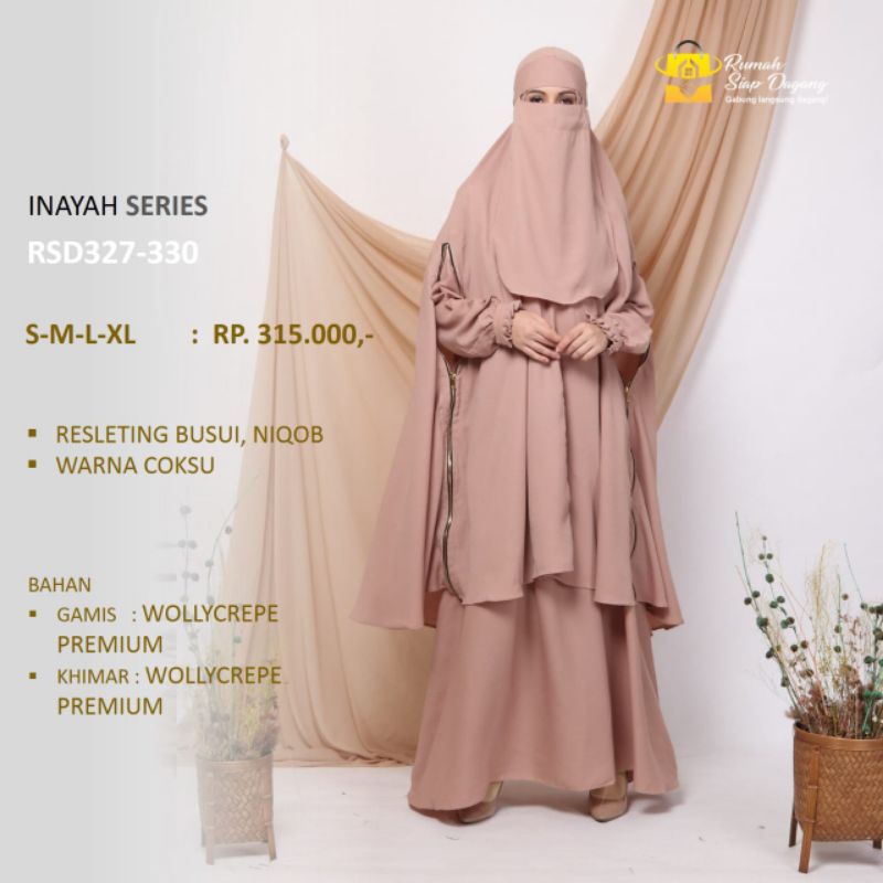 Gamis syar'i set khimar dan niqob Inayah series