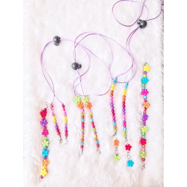 strap mask manik-manik/kalung masker/manik-manik bunga/strap masker emoticon