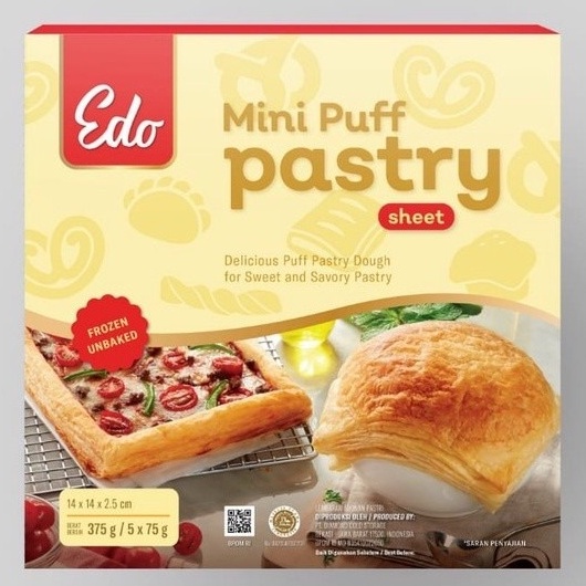 

EDO Puff Pastry Sheet 375gr Kulit Pastry Zuppa Frozen Siap Pakai