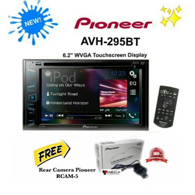 Paket Pioneer AVH-295BT Head Unit Double din Bluetooth 2-din Tape Audio Mobil & Rear Camera Pioneer