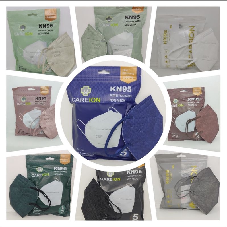 MASKER KN95 CAREION 5PLY  WARNA ISI 10 LEMBAR