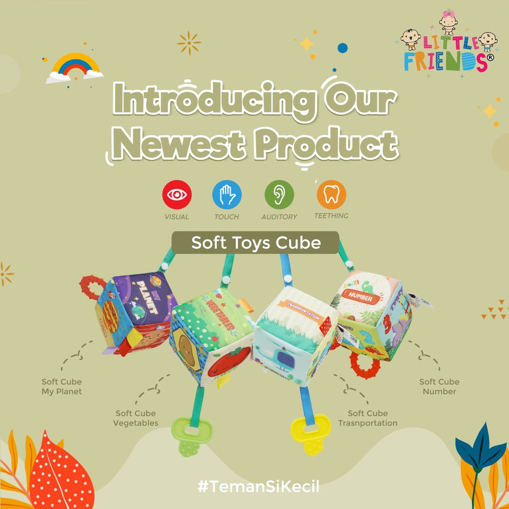 ♥BabyYank♥ Little Friends Soft Toys Cube - Mainan Bayi Bentuk Kotak LFS2040 LFS2050 LFS2060 LFS2070