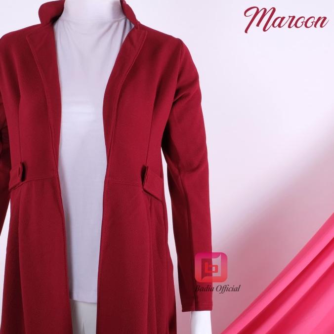Outer Panjang Wanita - Long Outer Cardigan Lengan Panjang Polos Muslim