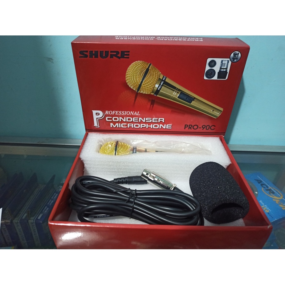 Microphone CONDENSER MIC Cable PROFESIONAL PEKA SENSITIF SHURE PRO 90C