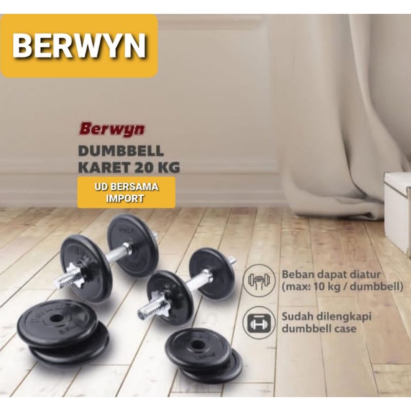 dumbell barbell set berwyn 20kg barbel dumbel dambel latihan beban